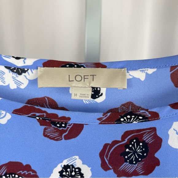 LOFT Medium Floral Retro Boho Flowy Formal Office Pocket Modest Blouse - Picture 4 of 8